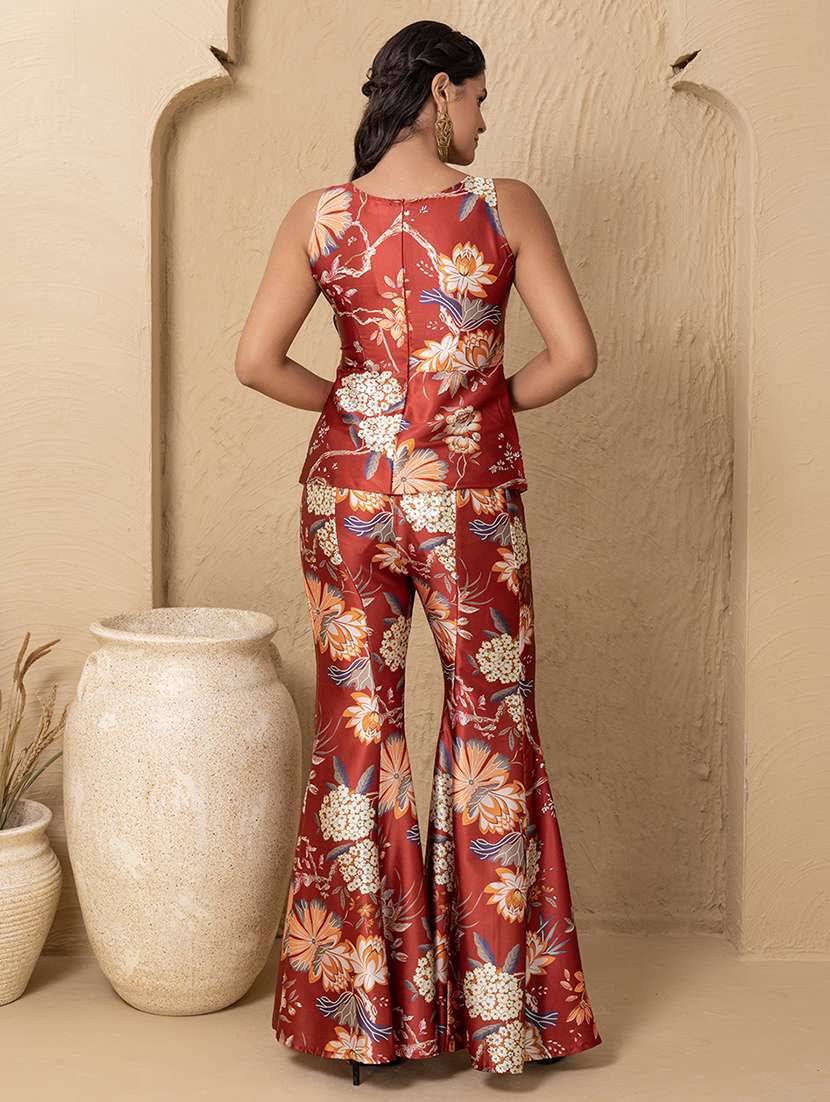 women printed sleeveless ethnic co-ord set - 22225163 -  Standard Image - 3