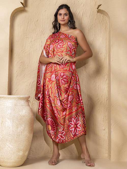 women printed sleeveless one shoulder dress - 22225181 -  Standard Image - 0