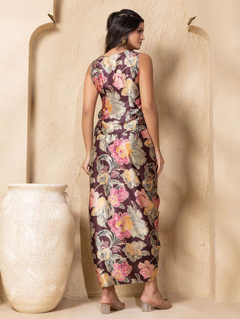 women printed sleeveless ethnic co-ord set - 22225195 -  Standard Image - 3