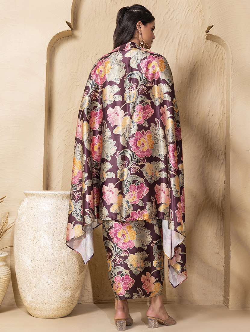 women printed top and dhoti with shrug co-ord set - 22225196 -  Standard Image - 3