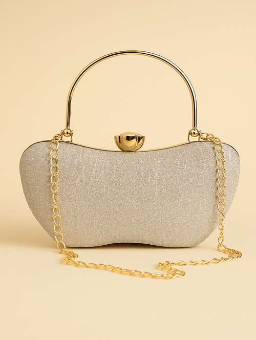 silver clutch with metal handle - 22225202 -  Standard Image - 0