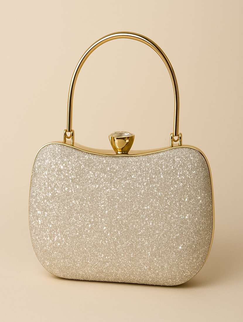 silver clutch with metal handle - 22225202 -  Standard Image - 5