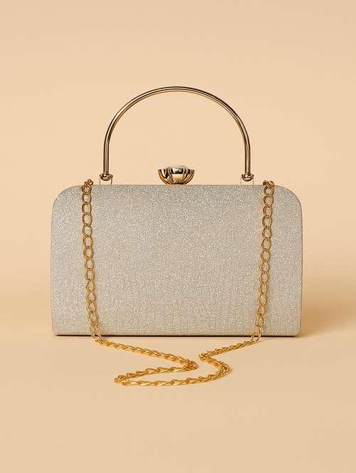 women silver clutch with chain - 22225203 -  Standard Image - 0