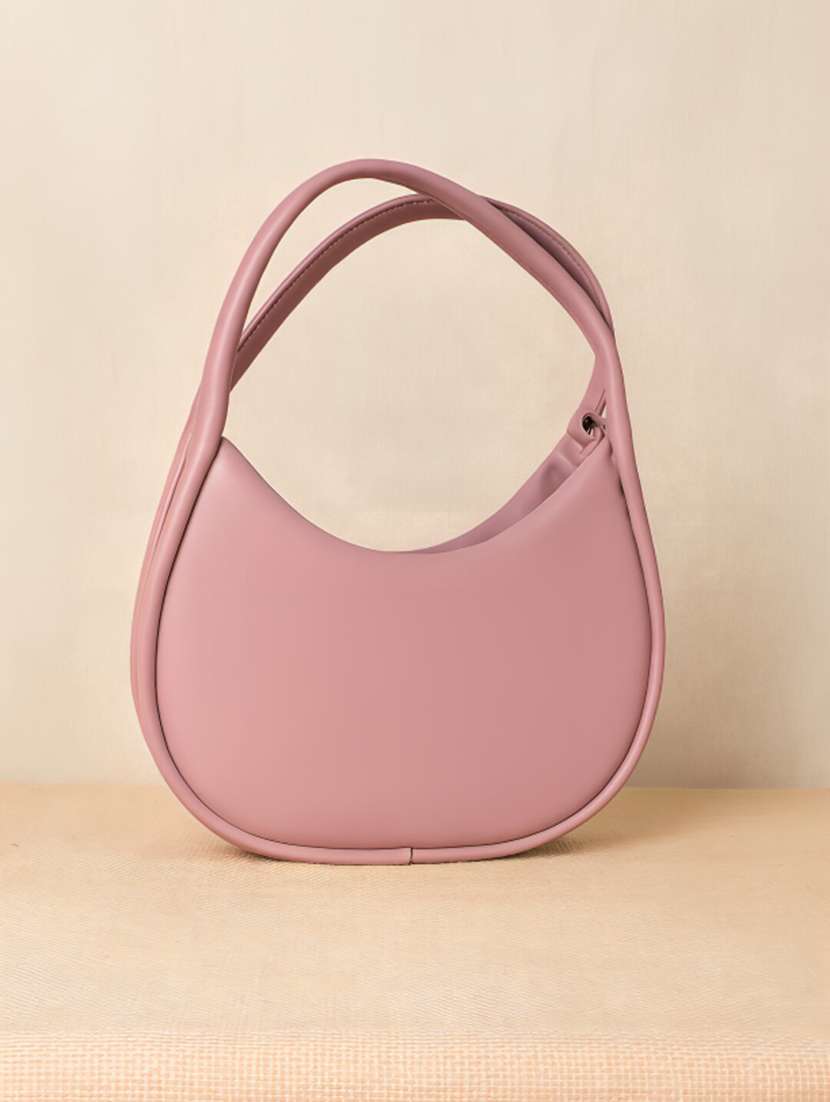 mauve faux leather hobo shoulder bag - 22225221 -  Standard Image - 3