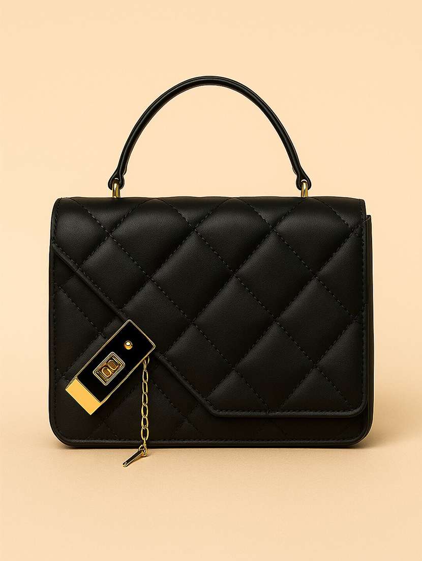 black quilted sling bag with detachable strap - 22225224 -  Zoom Image - 0