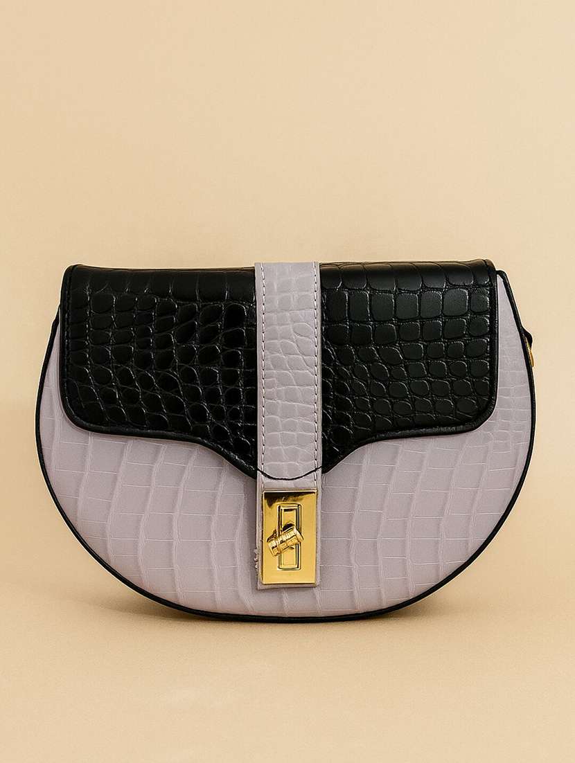 two-tonetextured sling bag with detachable strap - 22225230 -  Standard Image - 3