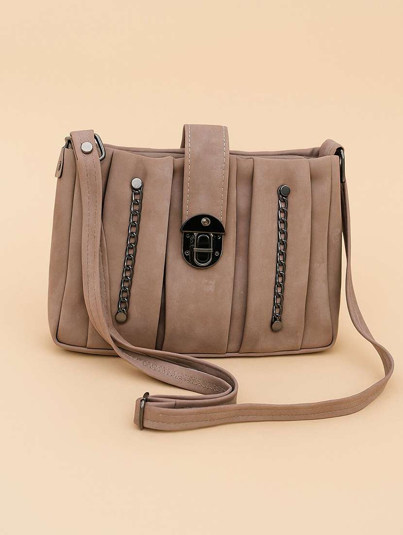 women mauve pu sling bag with chain detail - 22225233 -  Zoom Image - 0