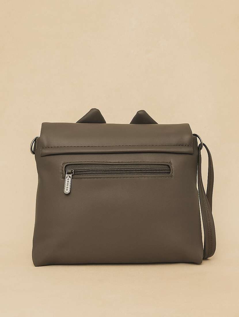 women grey pu bow detailed sling bag - 22225237 -  Standard Image - 3