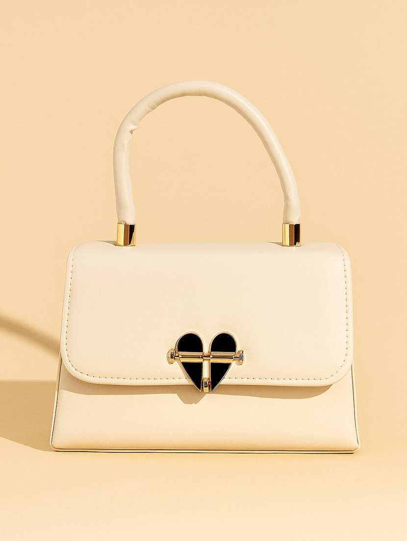 cream pu leather top handle handbag - 22225244 -  Standard Image - 3