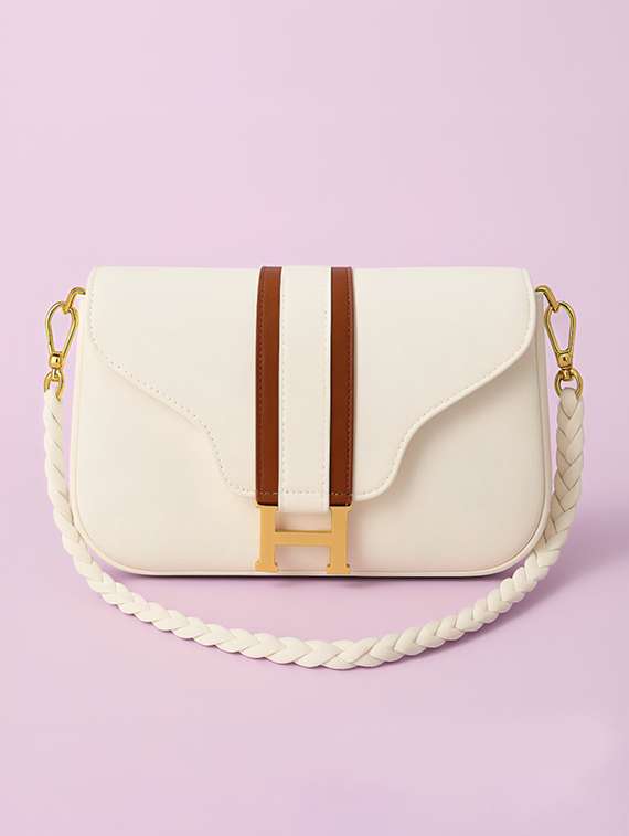 women solid pu sling bag