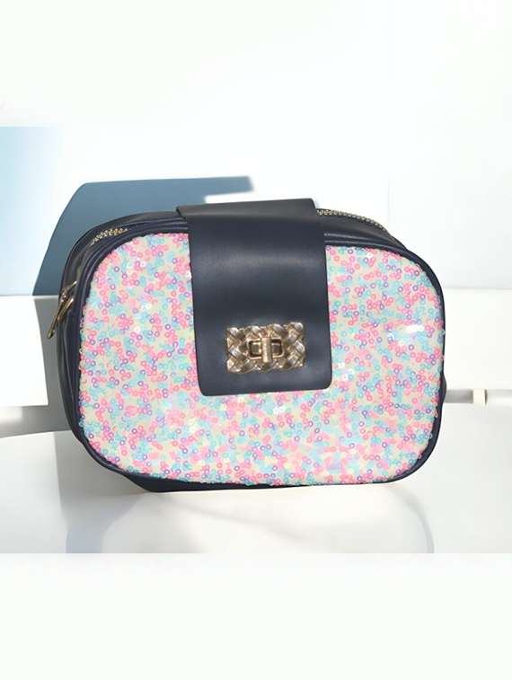 women embellished pu sling bag