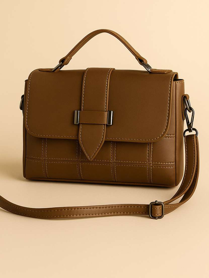 women solid structured pu sling bag - 22225264 -  Zoom Image - 0