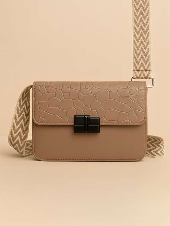 women textured structured pu sling bag