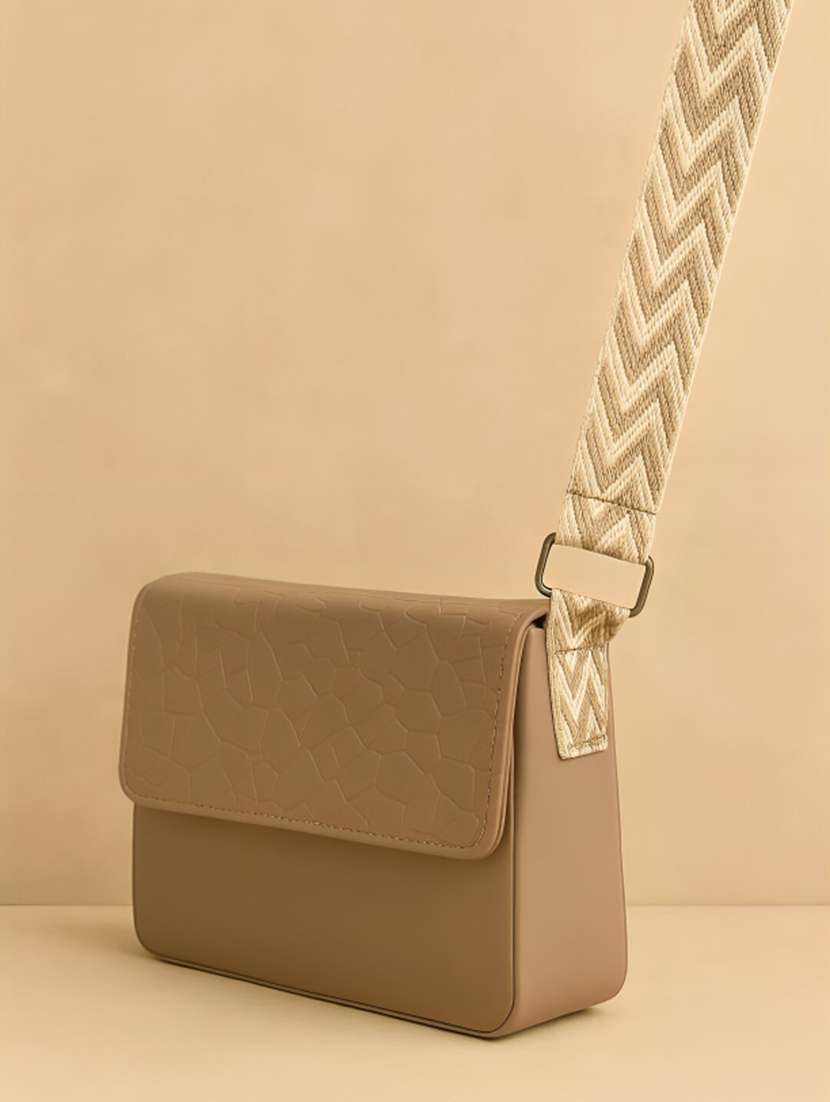 women textured structured pu sling bag - 22225279 -  Standard Image - 3