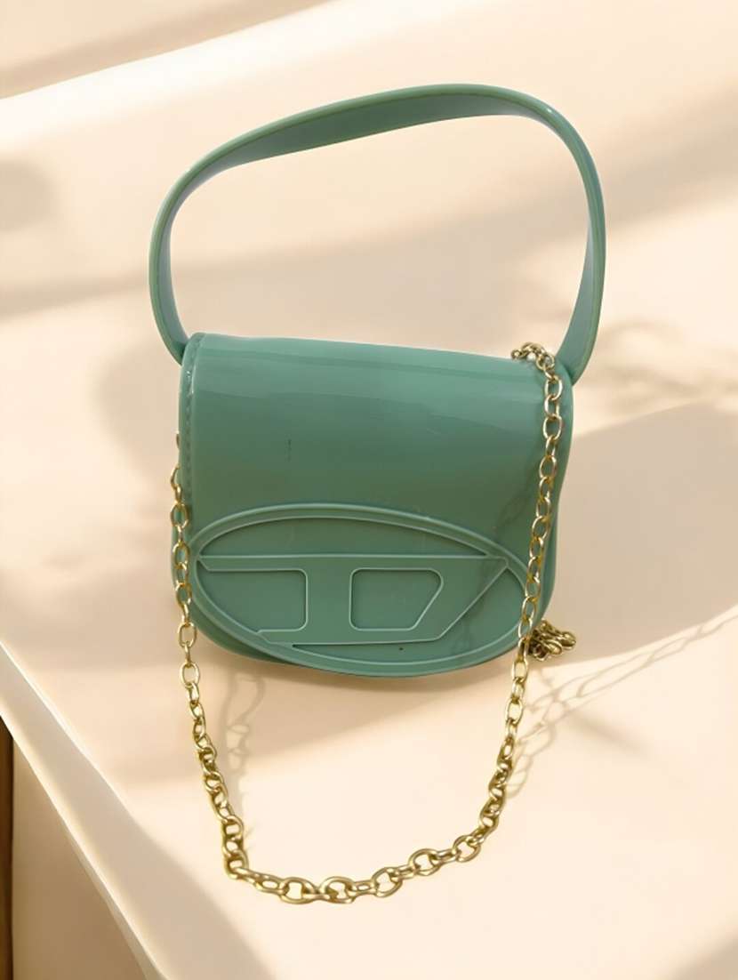 women solid structured pu sling bag