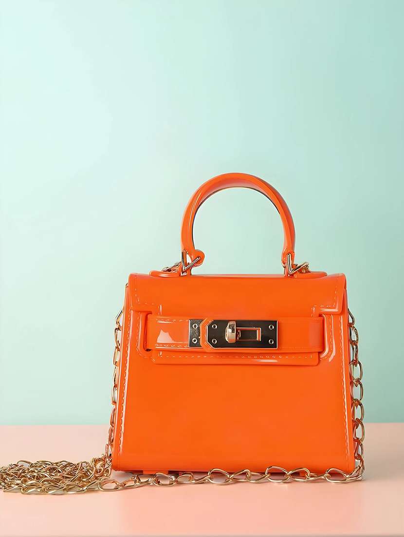 women solid structured pu sling bag