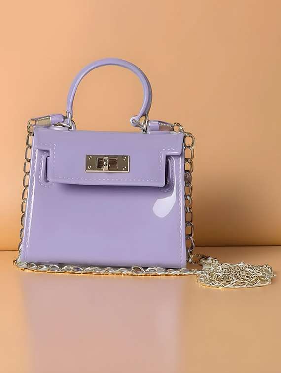 lavender leatherette (pu) sling bag