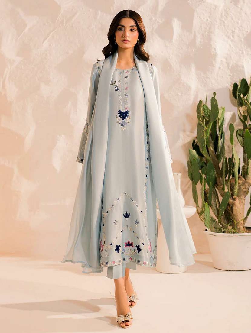 women floral long sleeve kurta pant with dupatta set