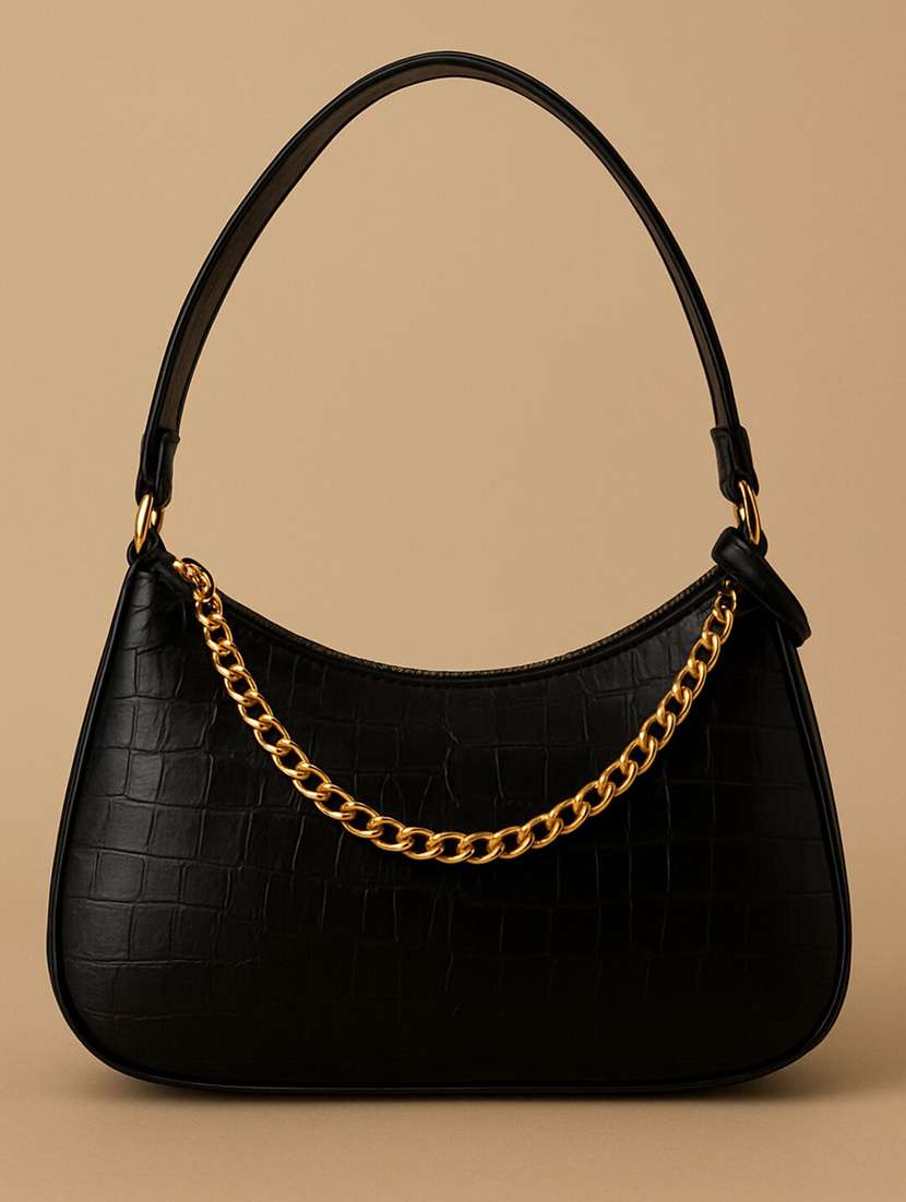 women solid pu structured shoulder bag