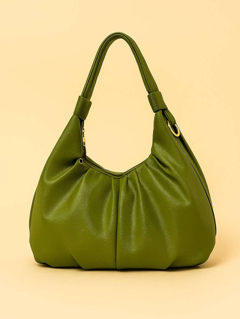 women solid pu structured shoulder bag