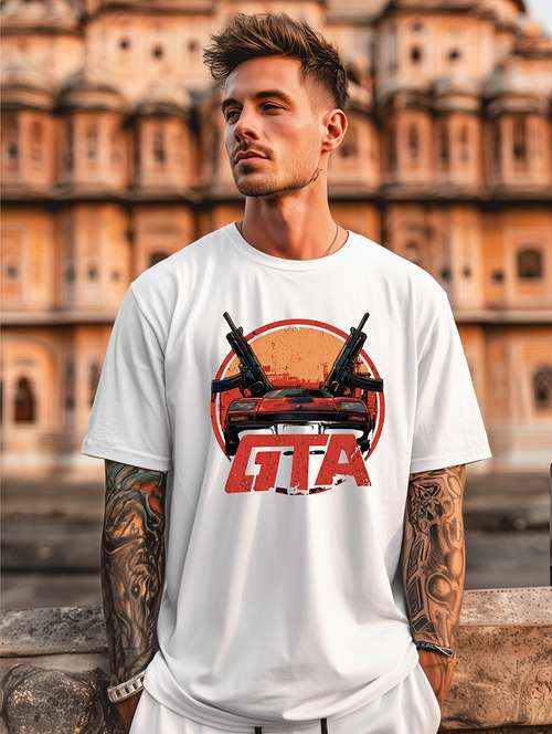 men printed short sleeve oversized t-shirt - 22225332 -  Standard Image - 0