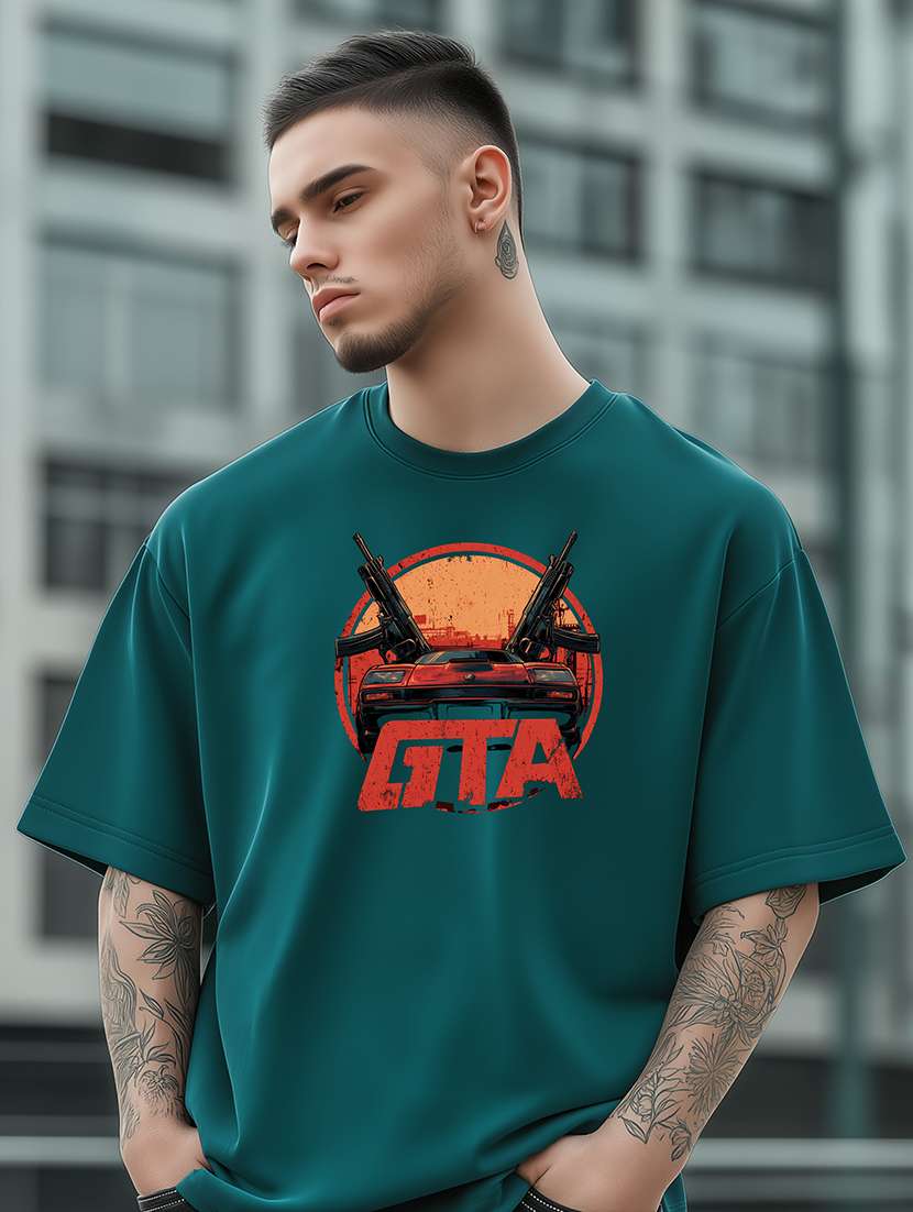 men printed short sleeve oversized t-shirt