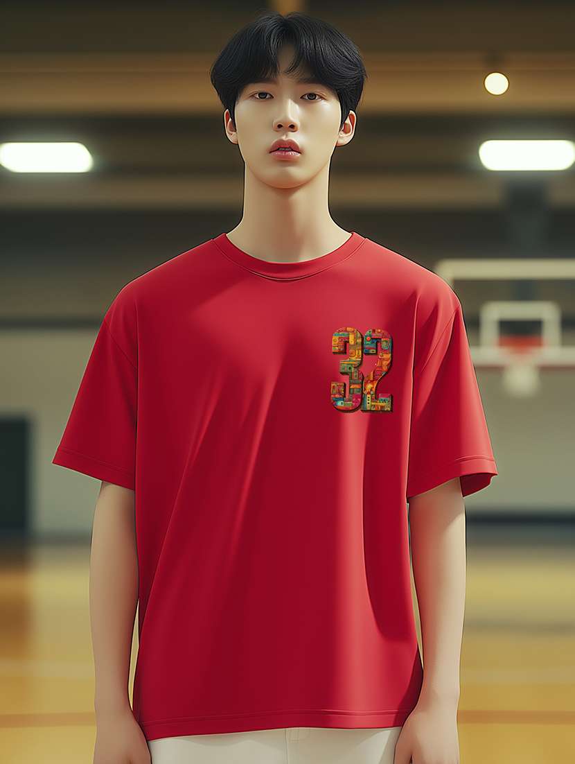 men front & back print short sleeve oversized t-shirt