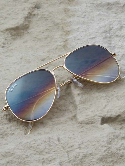 ted smith unisex aviator sunglasses gold metal frame brown gradient glass lenses classic style - 22225364 -  Standard Image - 0