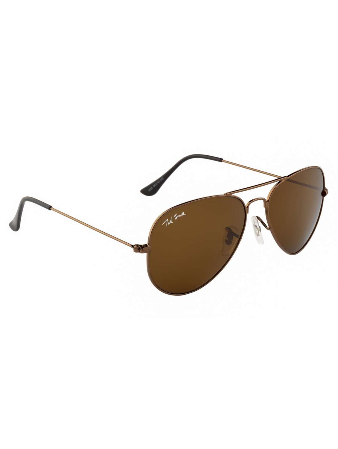 ted smith unisex aviator sunglasses brown metal frame brown glass lenses classic style - 22225365 -  Standard Image - 3