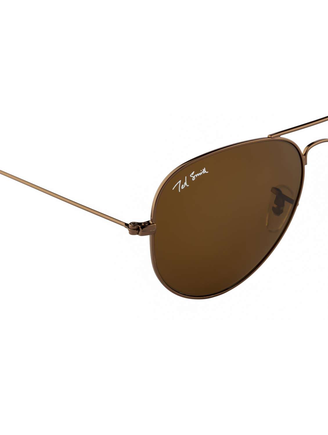 ted smith unisex aviator sunglasses brown metal frame brown glass lenses classic style - 22225365 -  Standard Image - 5