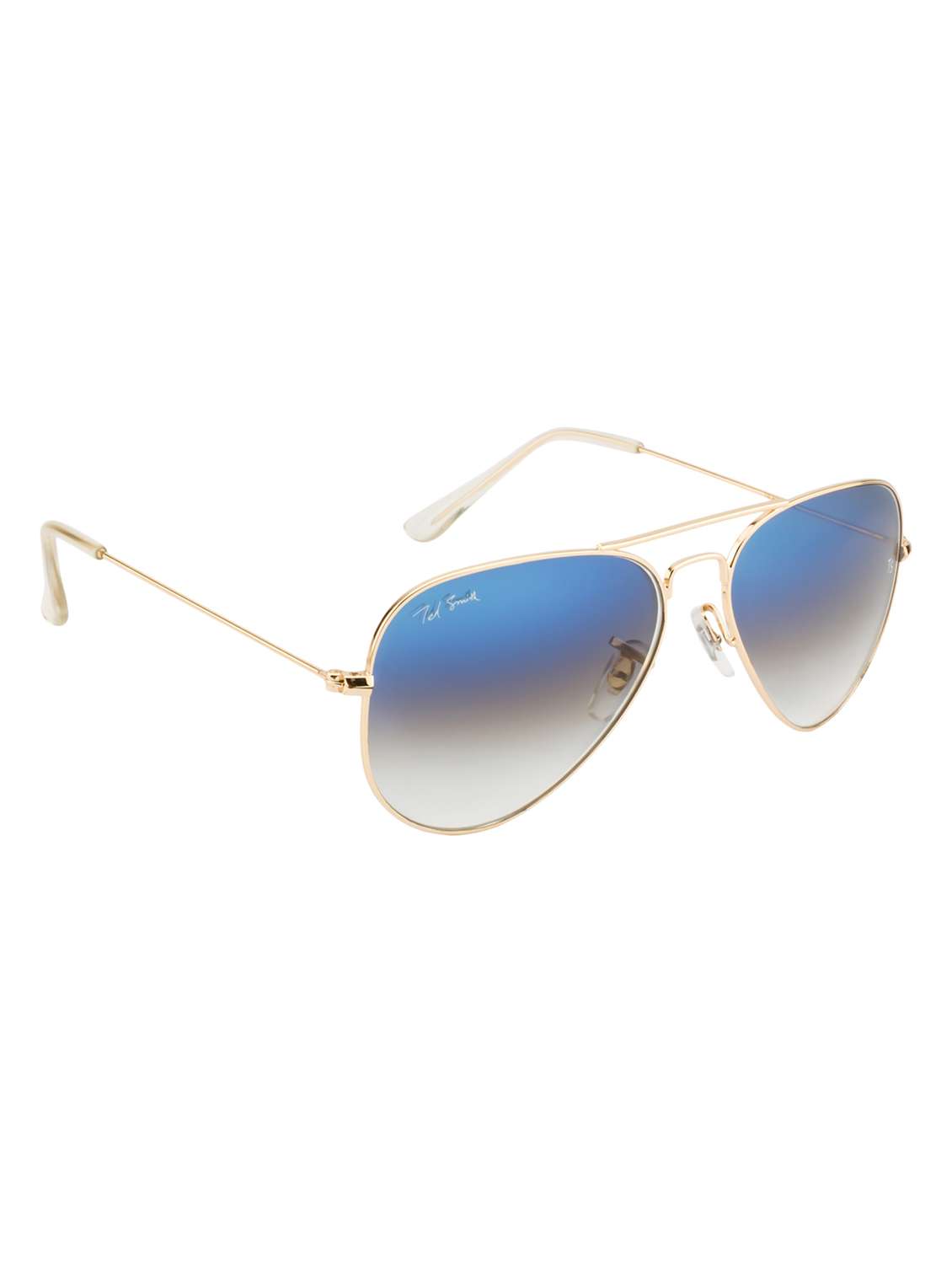 ted smith unisex aviator sunglasses – gold metal frame , blue graded glass lenses, classic style. - 22225367 -  Standard Image - 3