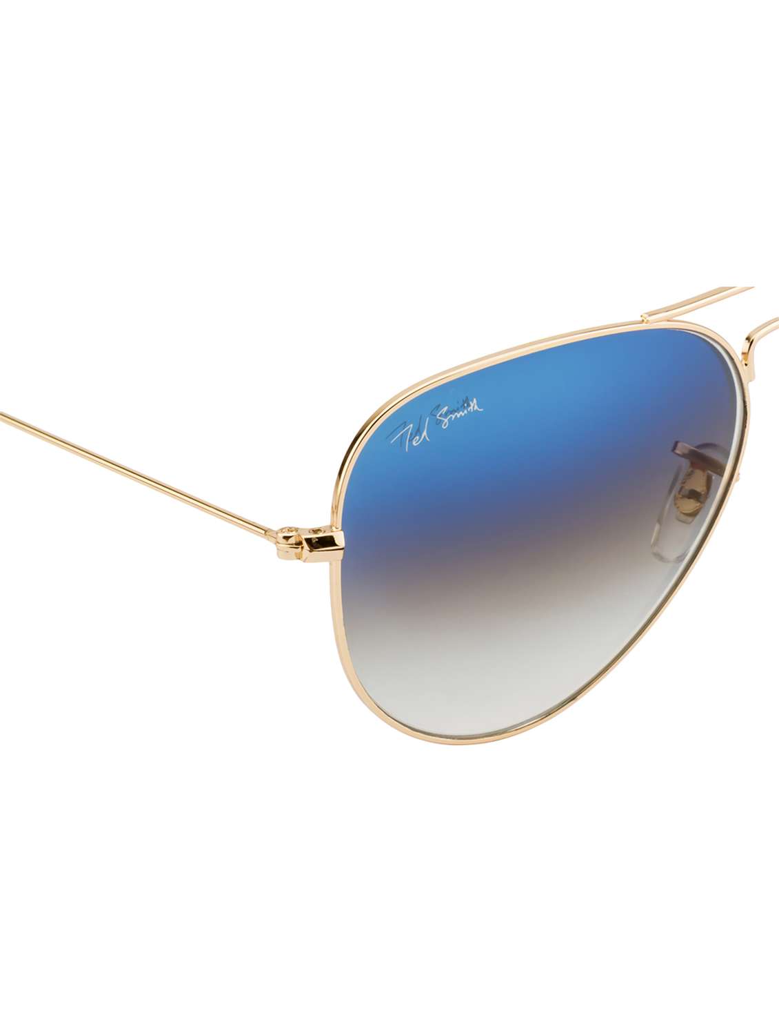 ted smith unisex aviator sunglasses – gold metal frame , blue graded glass lenses, classic style. - 22225367 -  Standard Image - 5