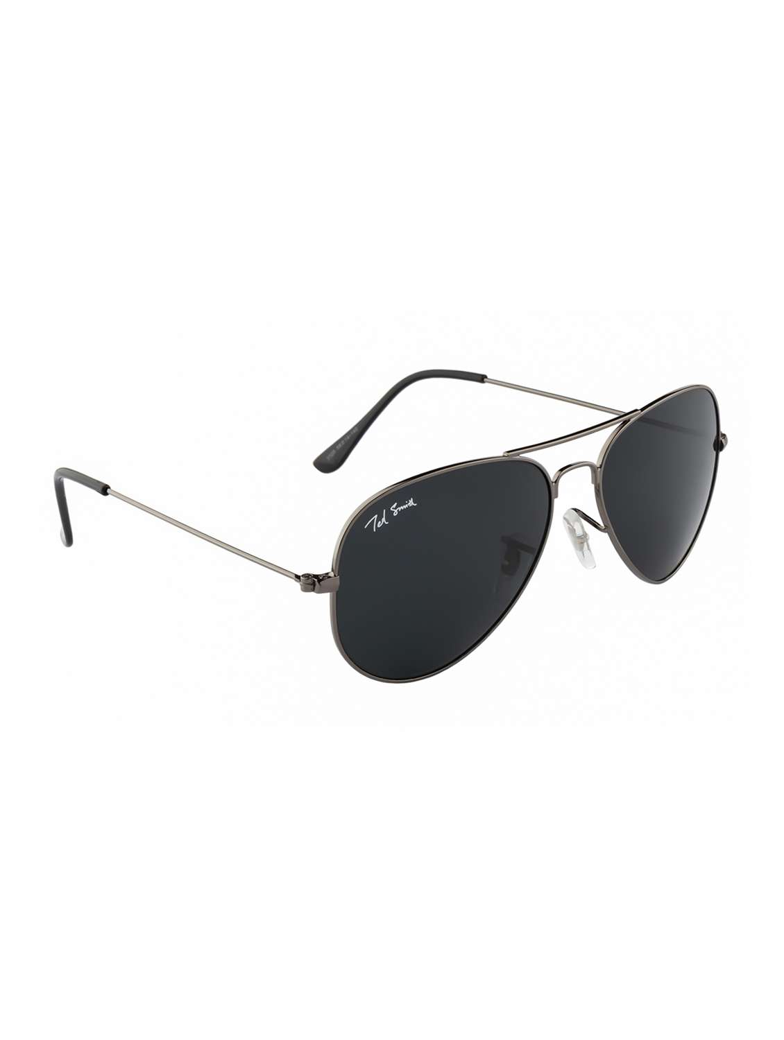 ted smith unisex aviator sunglasses – gunmetal metal frame , grey glass lenses, classic style. - 22225369 -  Standard Image - 3