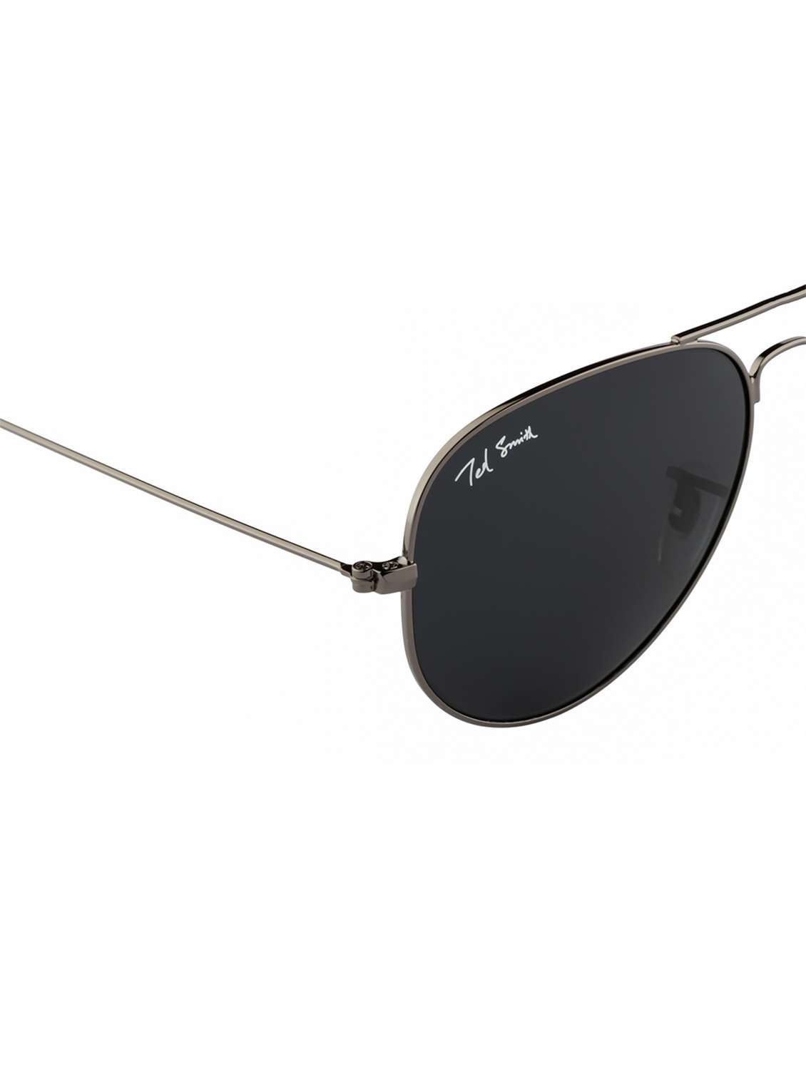 ted smith unisex aviator sunglasses – gunmetal metal frame , grey glass lenses, classic style. - 22225369 -  Standard Image - 5