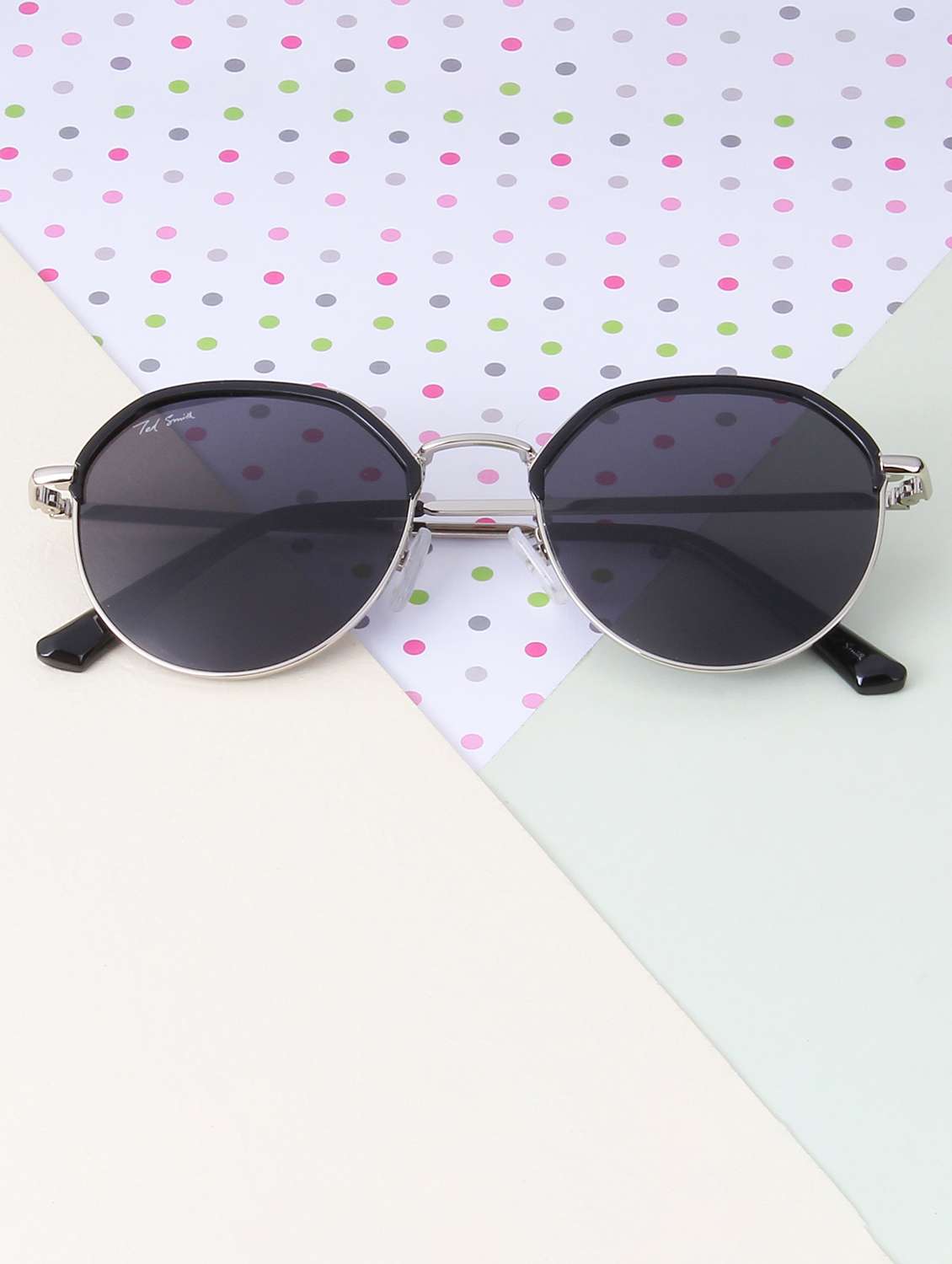 ted smith unisex full rim round sunglasses with polarised lens .