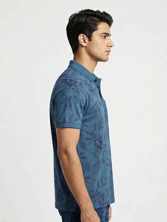 men floral printed short sleeve regular fit polo t-shirt - 22225440 -  Standard Image - 3