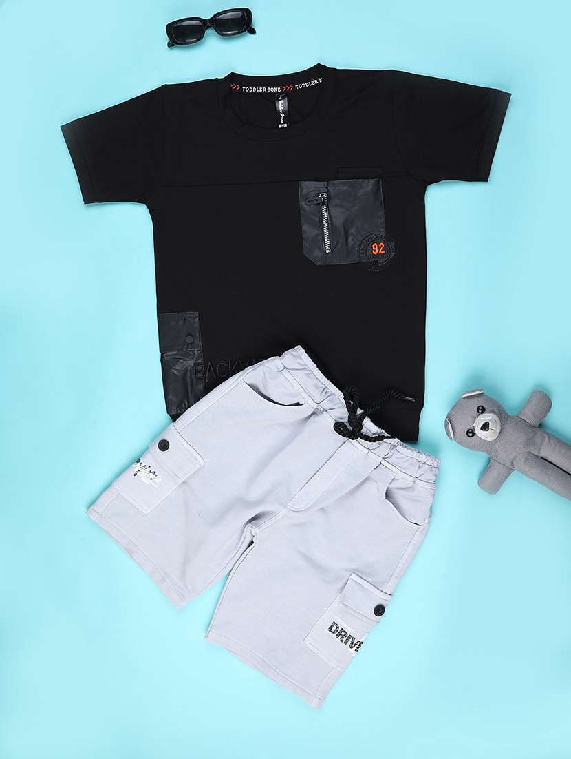 kids solid shorts & t-shirt co-ords set