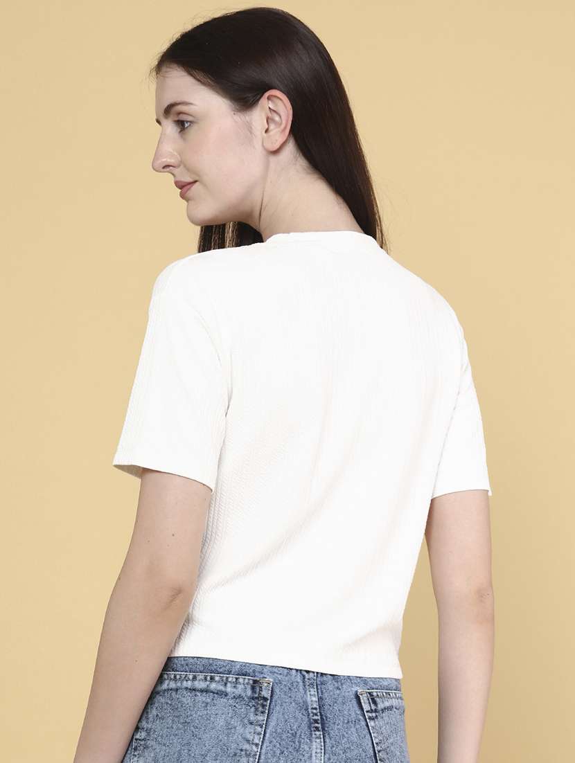 Women White Cotton Boxy T-shirt - 22226084 -  Standard Image - 3