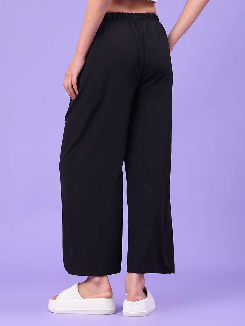 Women Solid Mid Rise Wide Leg Trouser - 22226129 -  Standard Image - 3