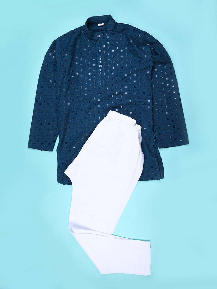 boys embroidered kurta and pyjama set