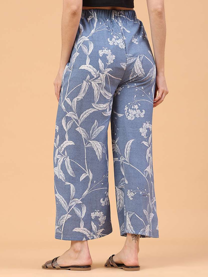 women printed mid rise wide leg trouser - 22226184 -  Standard Image - 3