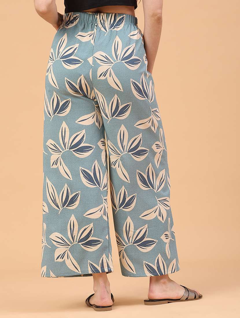 women printed mid rise wide leg trouser - 22226185 -  Standard Image - 3