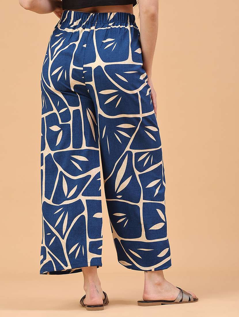 women printed mid rise wide leg trouser - 22226186 -  Standard Image - 3