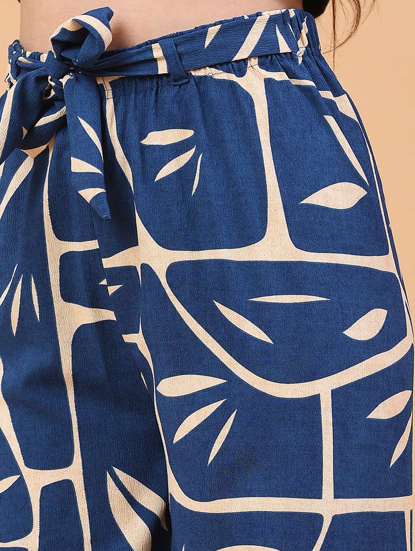 women printed mid rise wide leg trouser - 22226186 -  Standard Image - 5