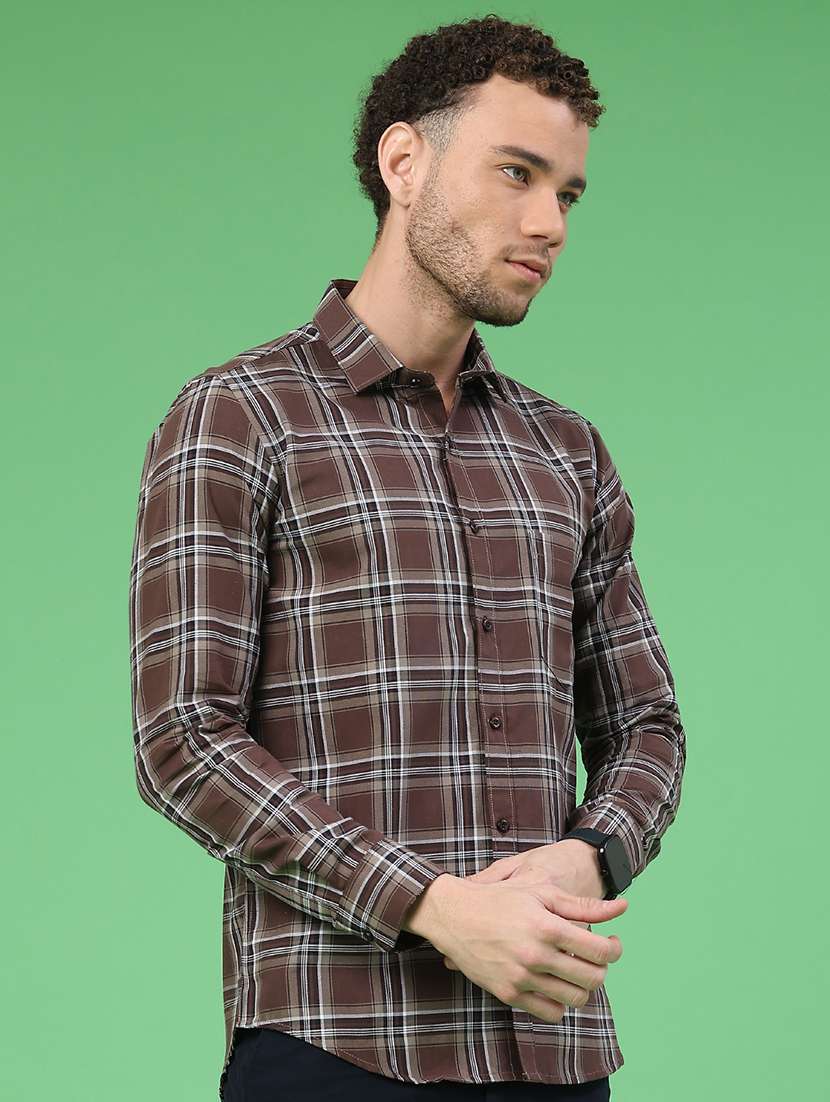 men checkered long sleeve slim fit casual shirt - 22226237 -  Standard Image - 3