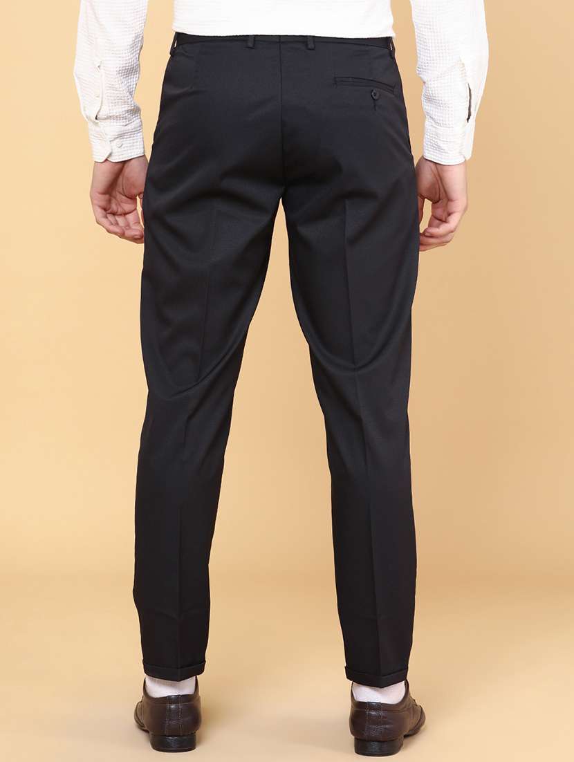men black cotton flat front trousers formal trouser - 22226253 -  Standard Image - 3
