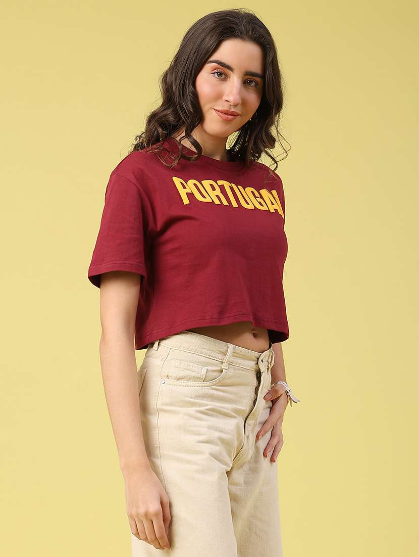 women printed short sleeve crop t-shirt - 22226333 -  Standard Image - 3