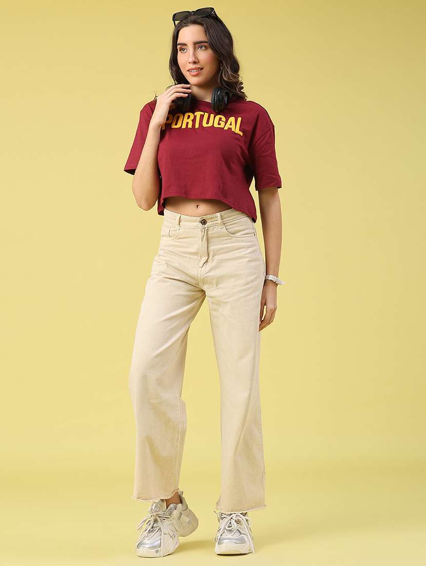 women printed short sleeve crop t-shirt - 22226333 -  Standard Image - 5