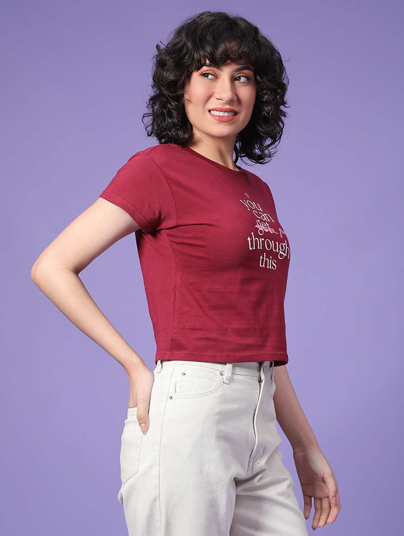 women printed short sleeve crop t-shirt - 22226334 -  Standard Image - 3