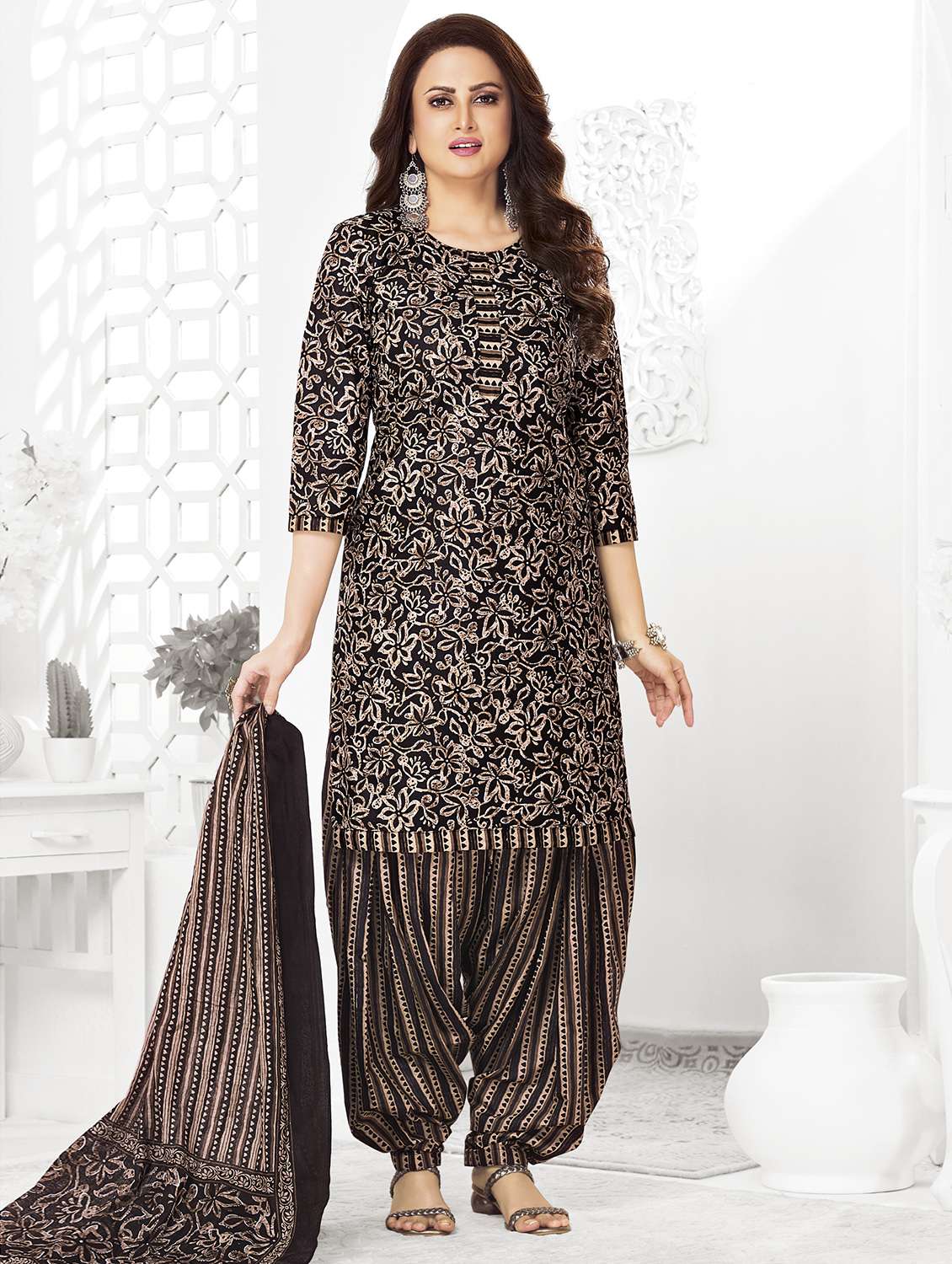 women printed unstitched salwar suit set